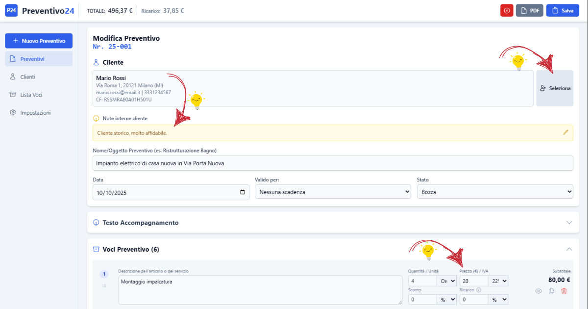 Creazione Preventivo online su Preventivo24